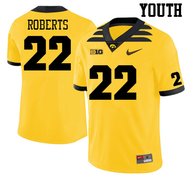 Youth #22 Terry Roberts Iowa Hawkeyes College Football Jerseys Sale-Gold - Click Image to Close